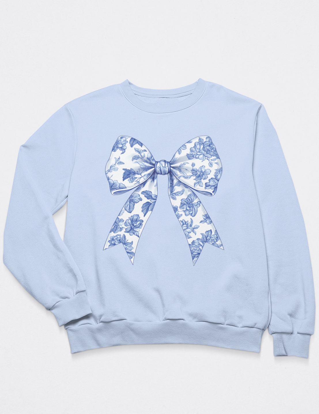 Bow with Blue Chinoiserie Pattern - DTF Transfer