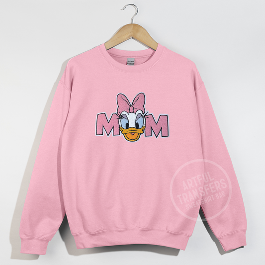 Daisy MOM Patch on Light Pink Crewneck Sweatshirt