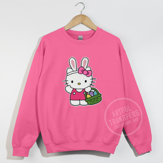 Hello Kitty Easter Chenille Patch on Heliconia Crewneck Sweatshirt