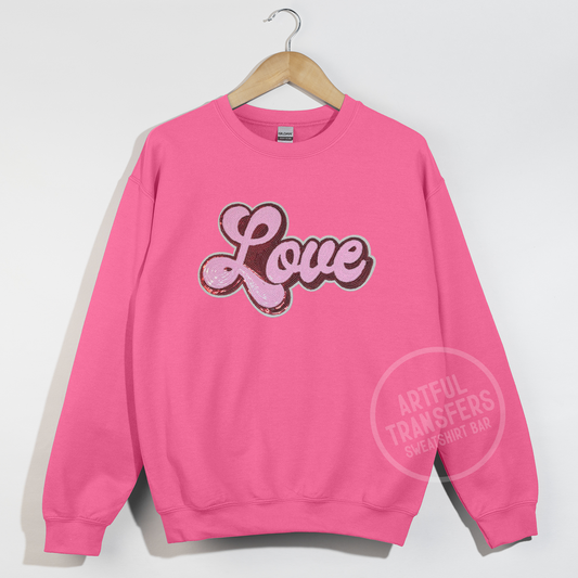 Love Sequins Patch on Heliconia Crewneck Sweatshirt
