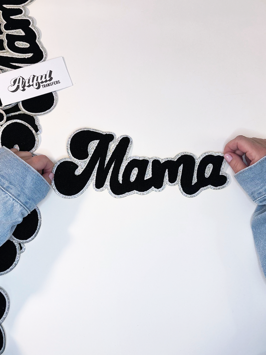 Mama in Black & Silver - Chenille Patch