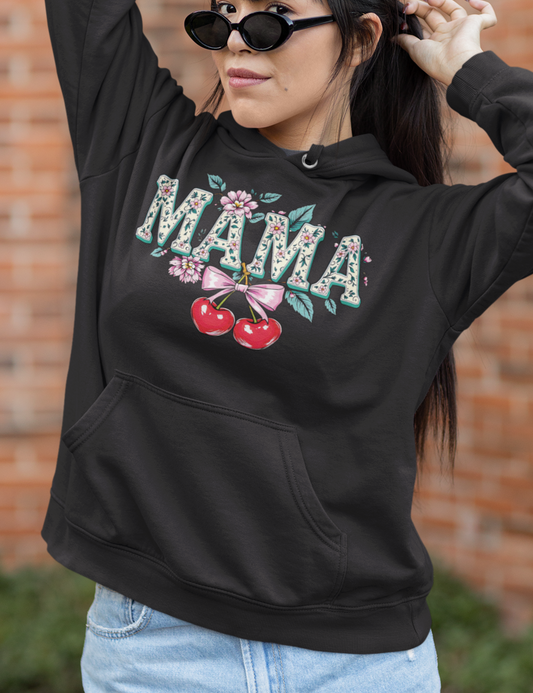 Mama with Floral Pattern & Bow-Tied Cherries - DTF Transfer