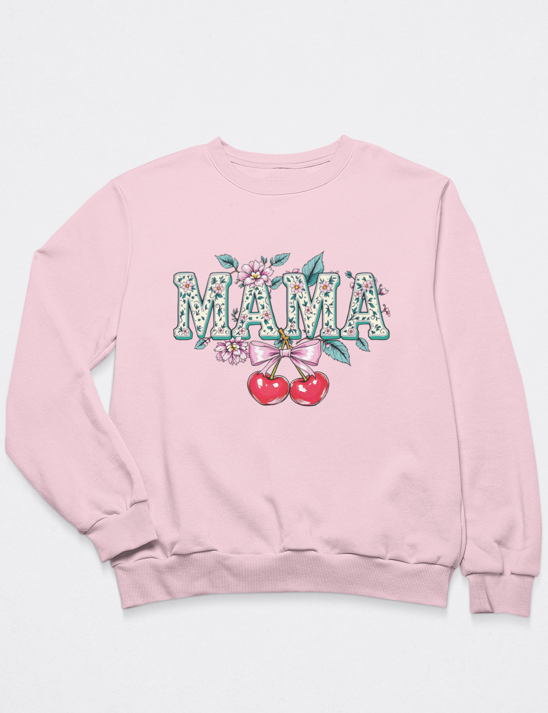 Mama with Floral Pattern & Bow-Tied Cherries - DTF Transfer