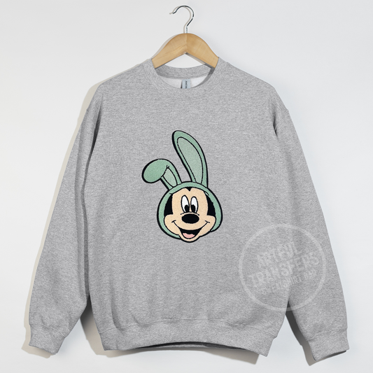 Mickey with Bunny Ears Chenille Patch on Sport Grey Crewneck Sweatshirt