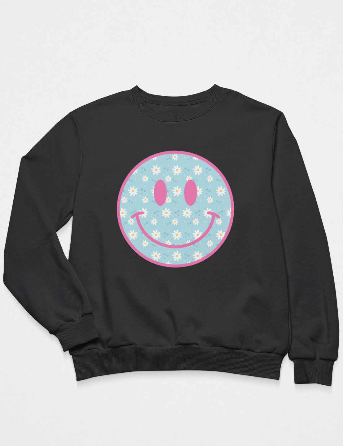 Pink Smiley with Floral Pattern - DTF Transfer