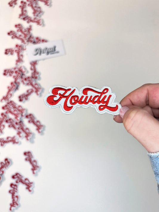 Howdy in Script Stylized Lettering - Iron-on Patch
