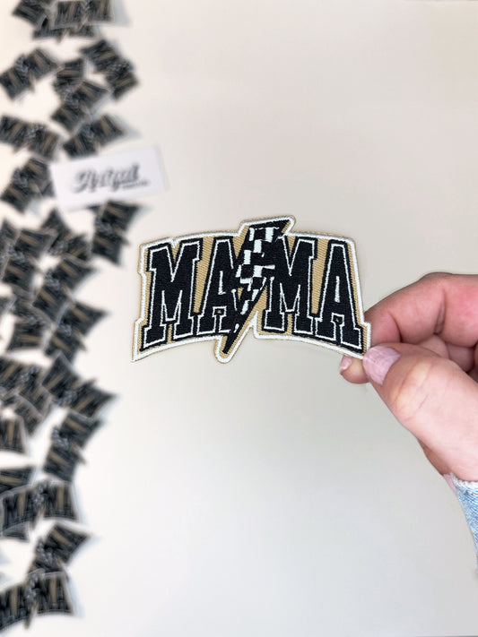 Mama with Checkered Bolt - Iron-on Patch