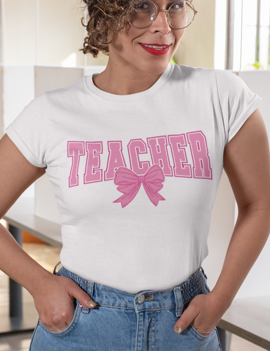 Teacher & Bow in Pink - DTF Transfer