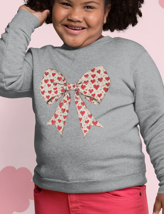 Bow with Red Hearts - Youth Size - DTF Transfer