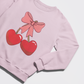 Cherry Hearts with Pink Bow - Chenille Patch