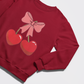 Cherry Hearts with Pink Bow - Chenille Patch