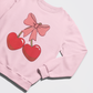 Cherry Hearts with Pink Bow - Chenille Patch