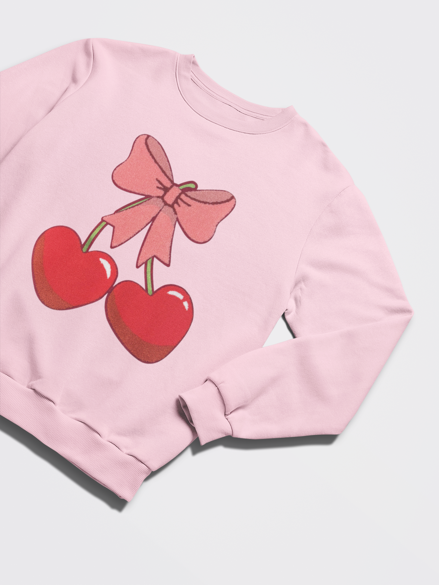 Cherry Hearts with Pink Bow - Chenille Patch