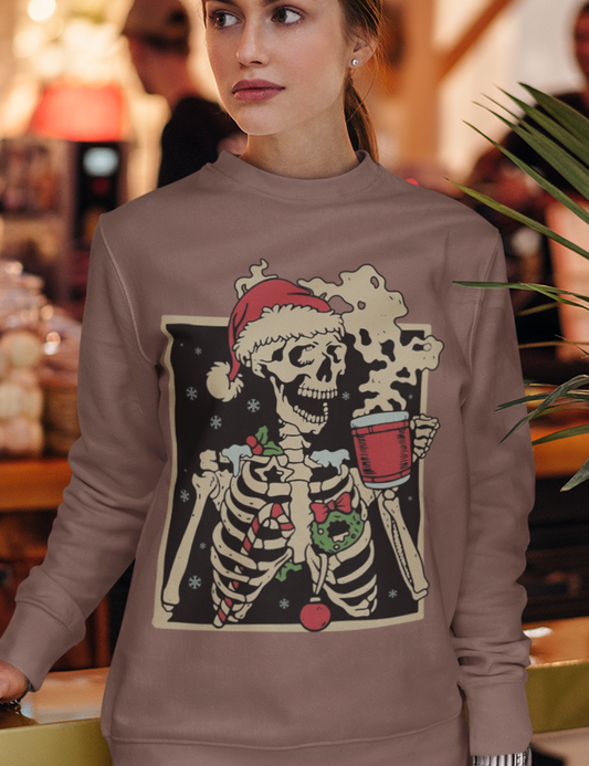 Christmas Skeleton with Coffee - DTF Transfer