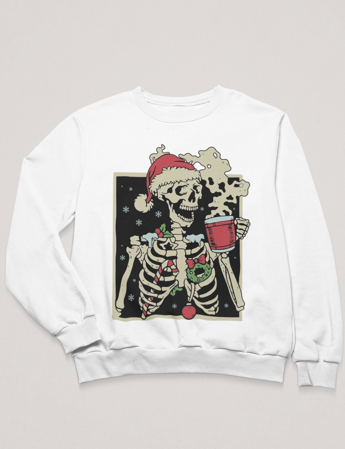 Christmas Skeleton with Coffee - DTF Transfer