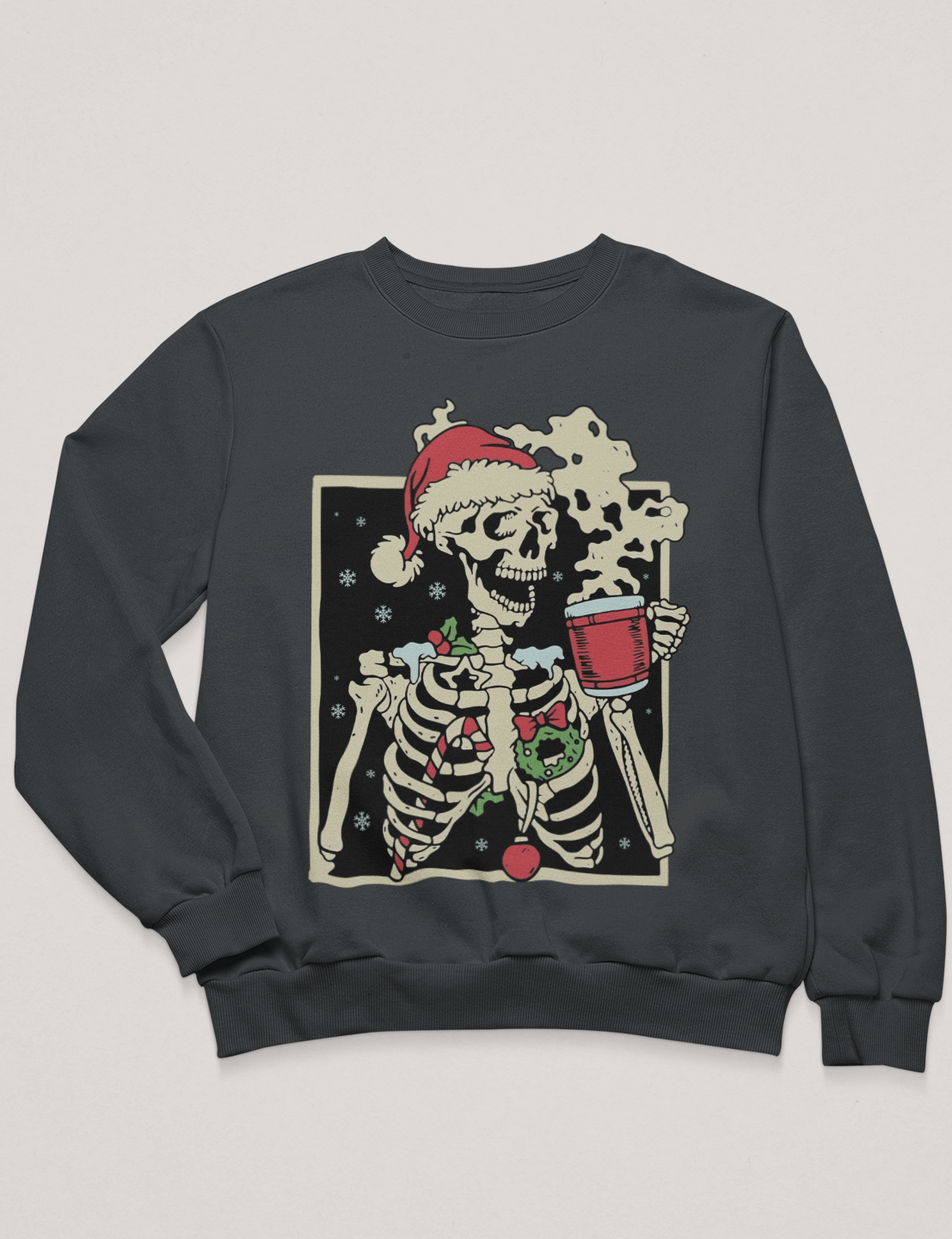 Christmas Skeleton with Coffee - DTF Transfer