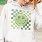 Clover-Eyed Smiley with Checkered Pattern - DTF Transfer