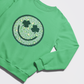 Clover-Eyed Smiley with Leopard Print - Chenille Patch