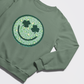 Clover-Eyed Smiley with Leopard Print - Chenille Patch