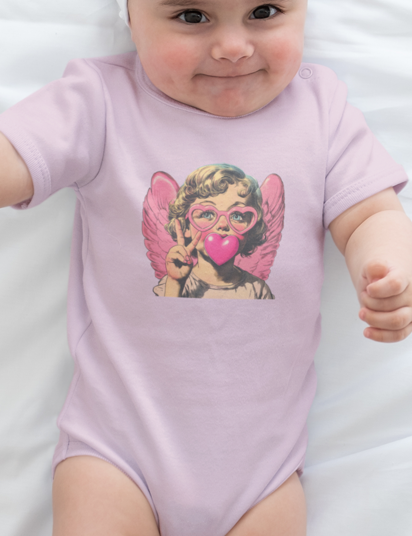 Cupid with Heart-Shaped Bubblegum - Baby Size - DTF Transfer