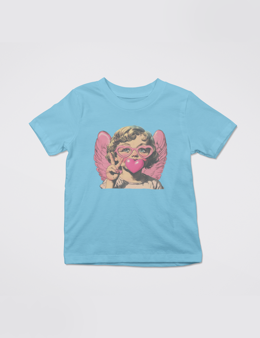 Cupid with Heart-Shaped Bubblegum - Youth Size - DTF Transfer