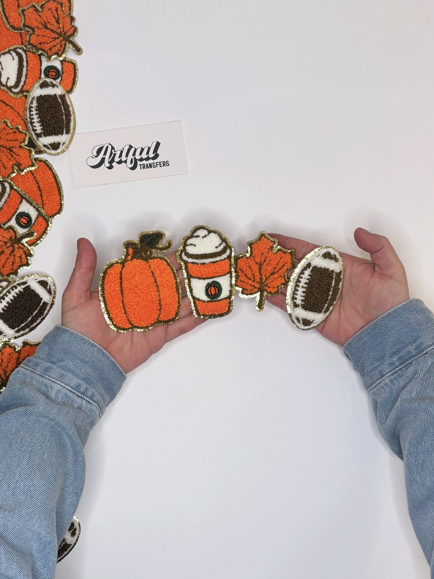 Fall Season Iconography  4 Piece Set - Chenille Patches -