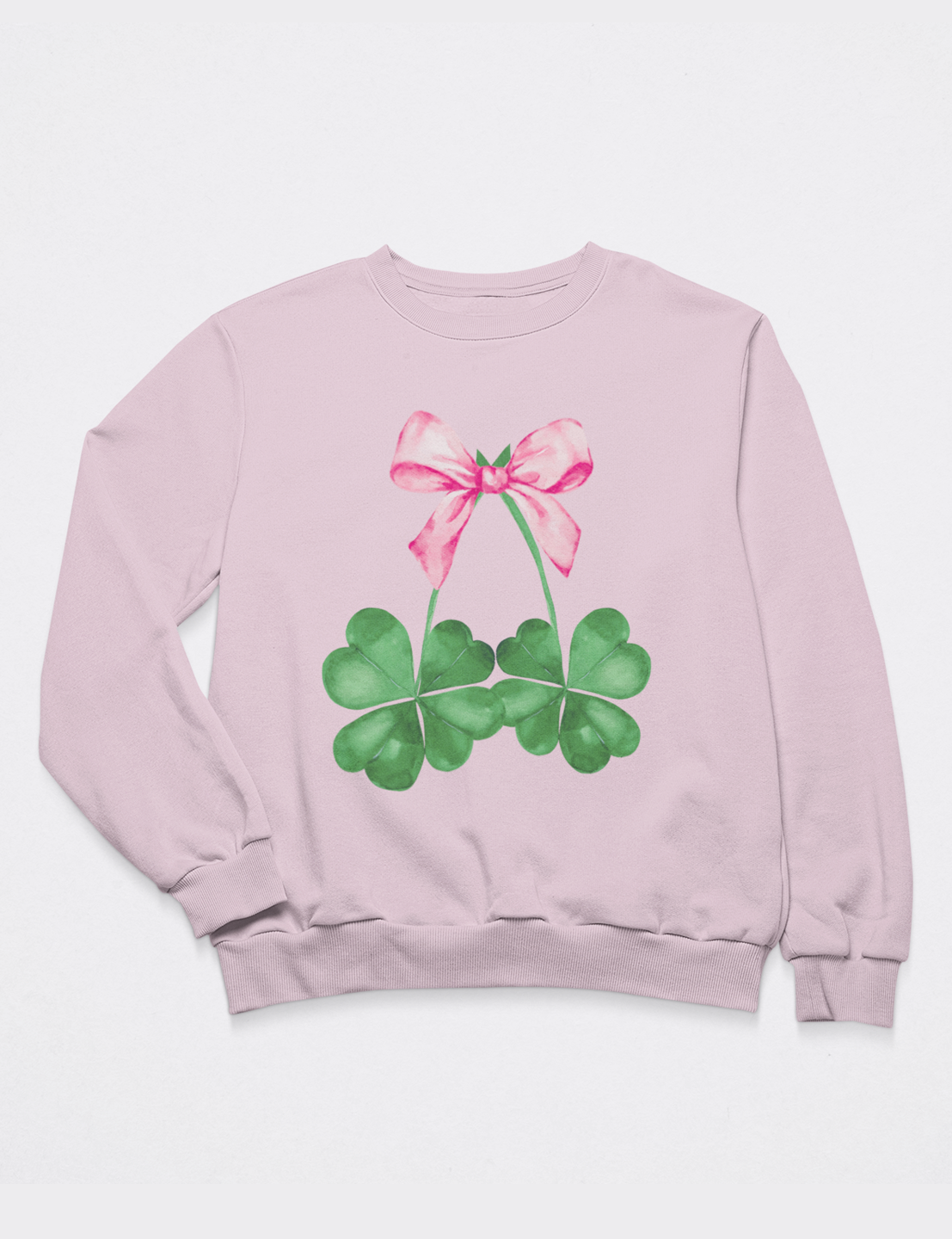 Four Leaf Clovers with Pink Bow - DTF Transfer