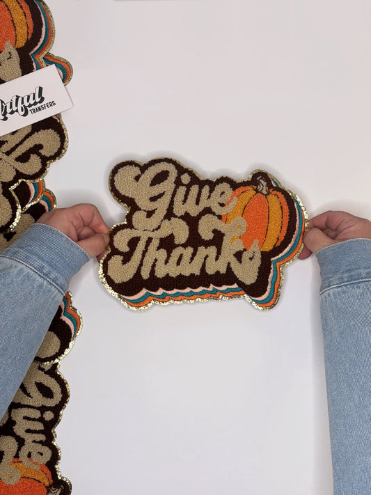 Give Thanks - Chenille Patch