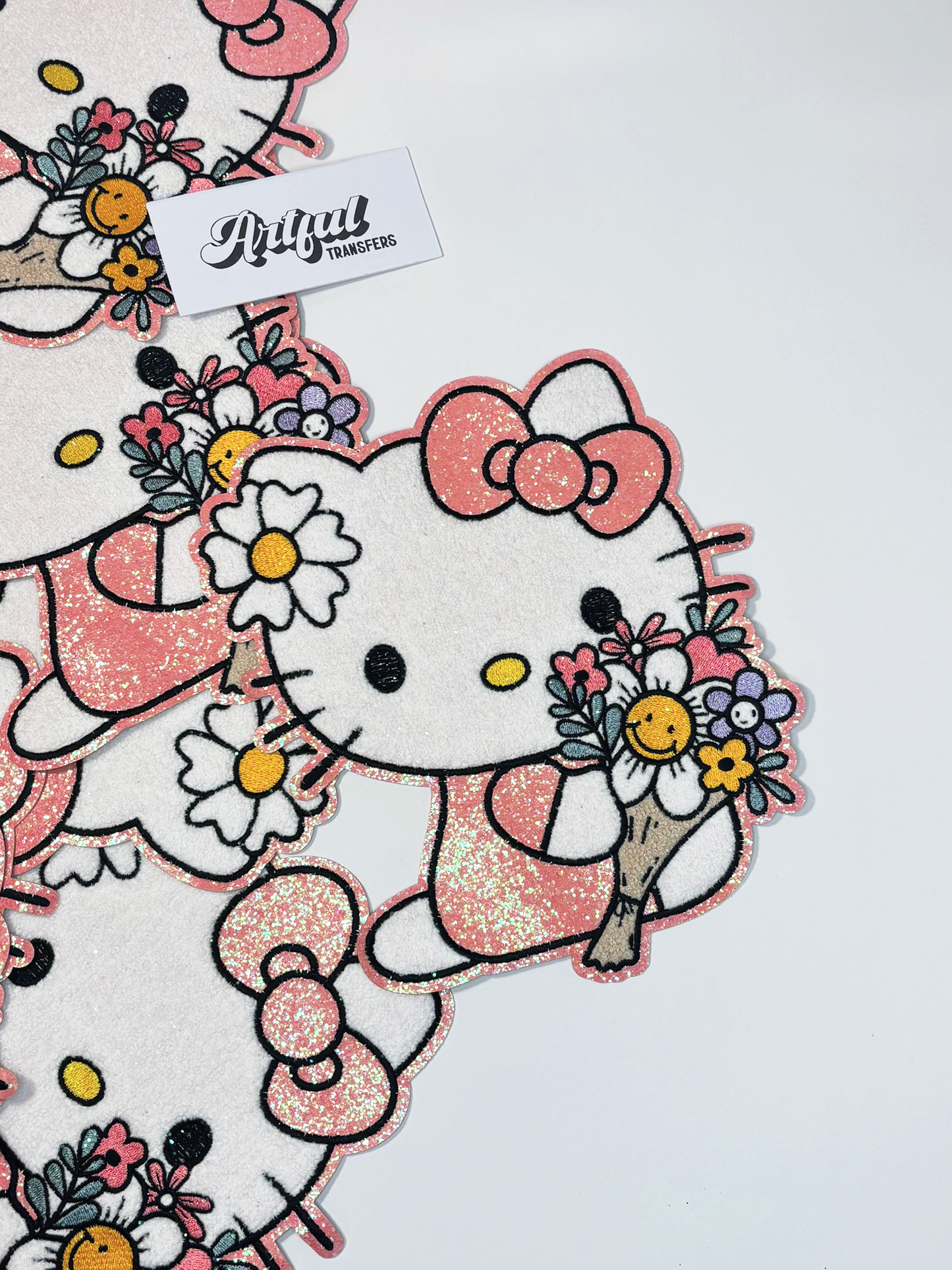 Hello Kitty with Flower Bouquet - Chenille Patch with Embroidery Details