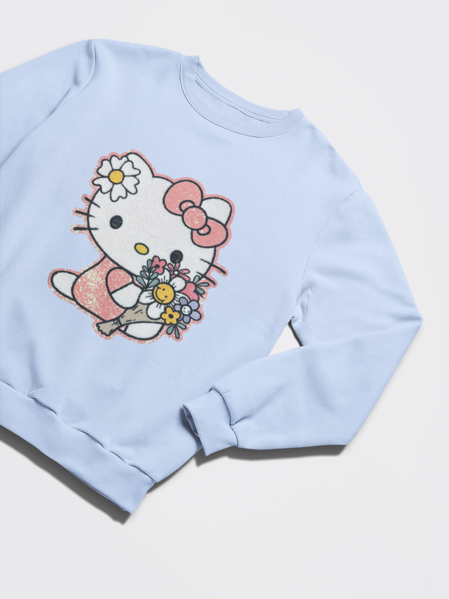 Hello Kitty with Flower Bouquet - Chenille Patch with Embroidery Details