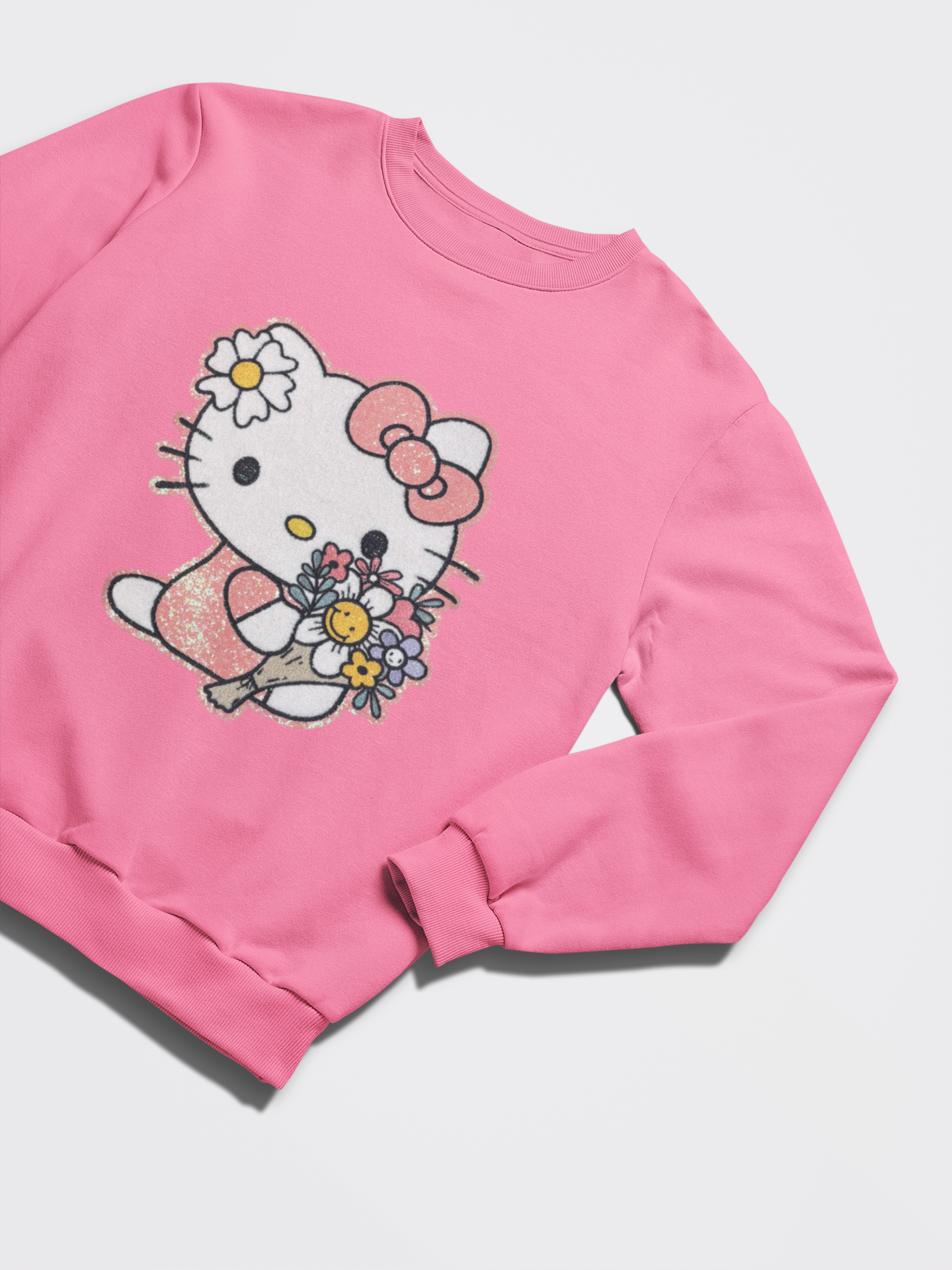 Hello Kitty with Flower Bouquet - Chenille Patch with Embroidery Details