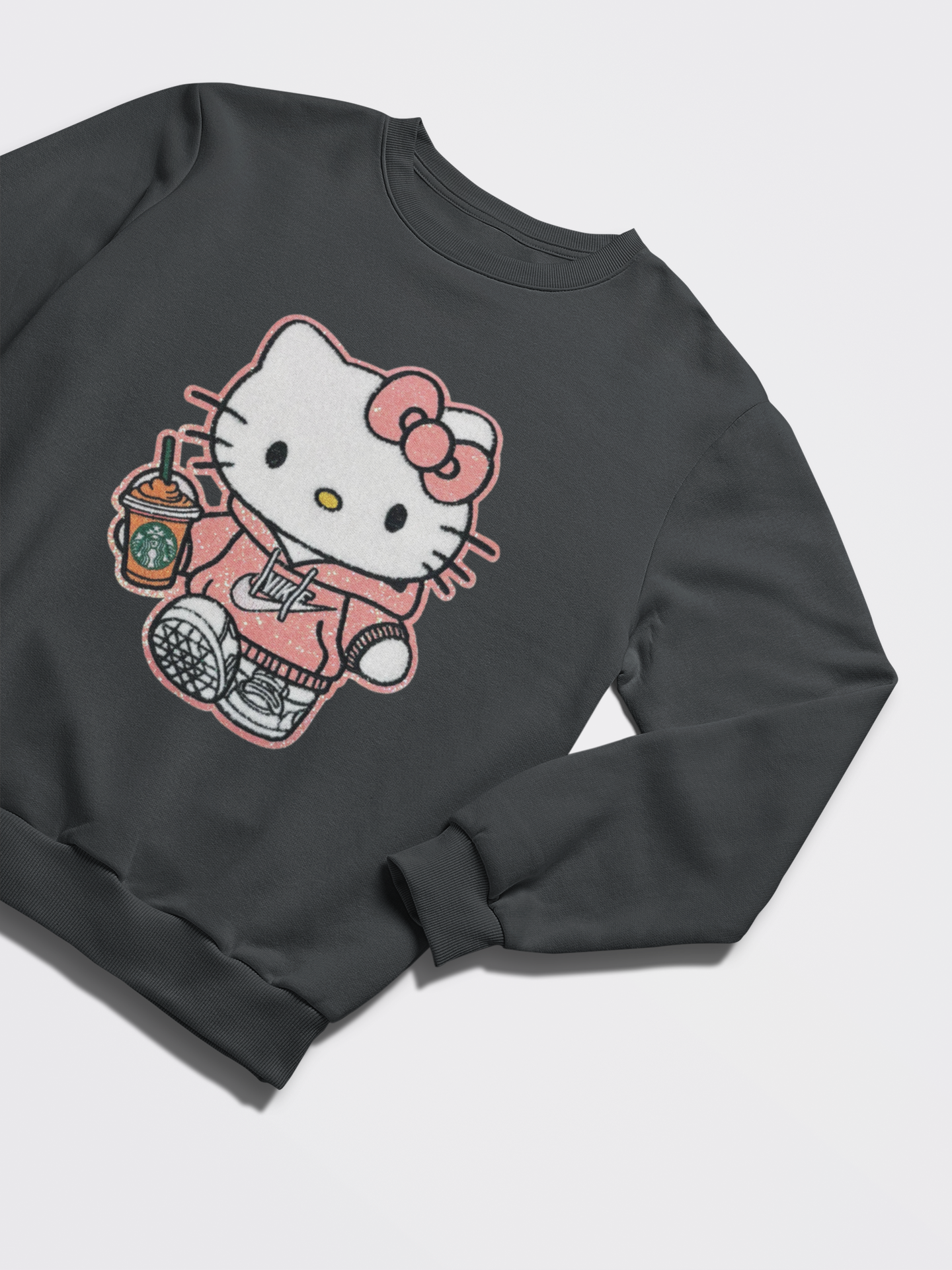 Hello Kitty with Cup & Sweatshirt - Chenille Patch with Glitter Details