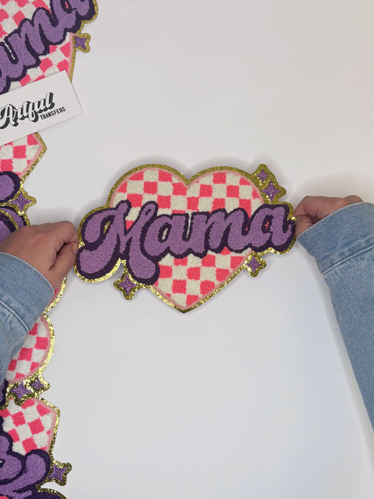 Mama Checkered Heart - Chenille Patch