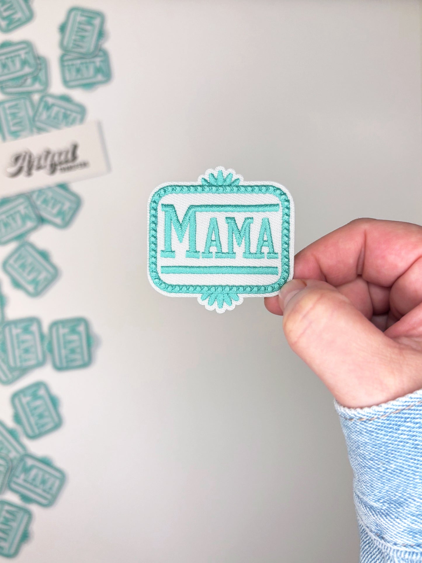 Mama in Teal - Iron-on Patch