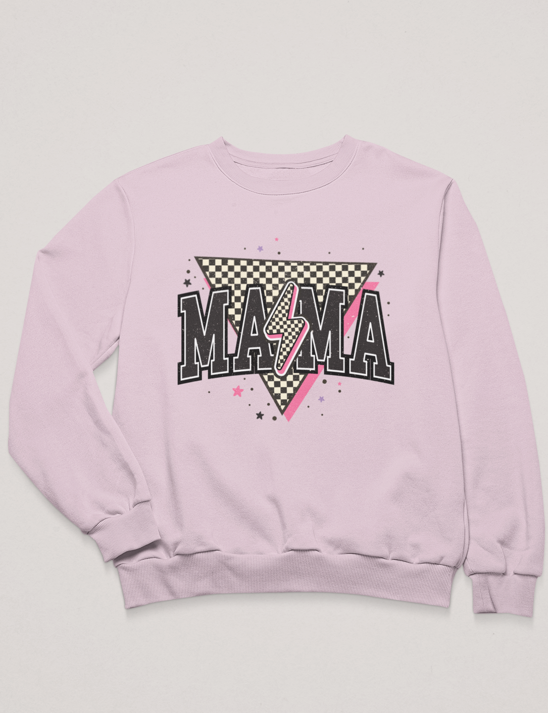 Mama Black & White Checkered Triangle - DTF Transfer