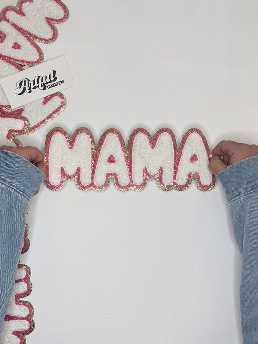 Mama in White & Pink - Chenille Patch