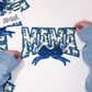 Mama with Blue Chinoiserie Print and Bow - Chenille Patch with Embroidery and Sequins Details