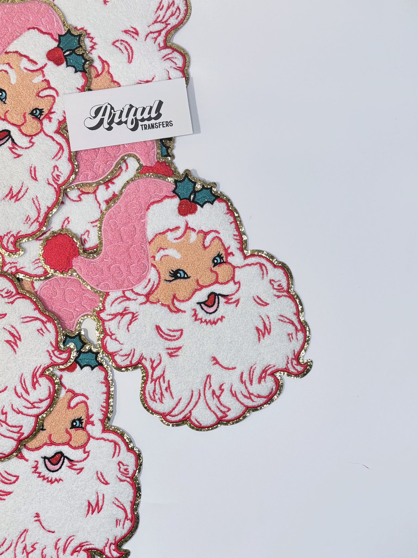 Pink Retro Santa - Chenille Patch