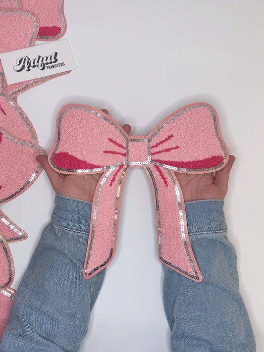 Pink Bow - Chenille Patch