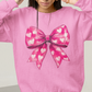 Pink Bow with Hearts Pattern - DTF Transfer