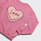 Checkered Pink Love Candy Heart - Chenille Patch with Embroidery Detail