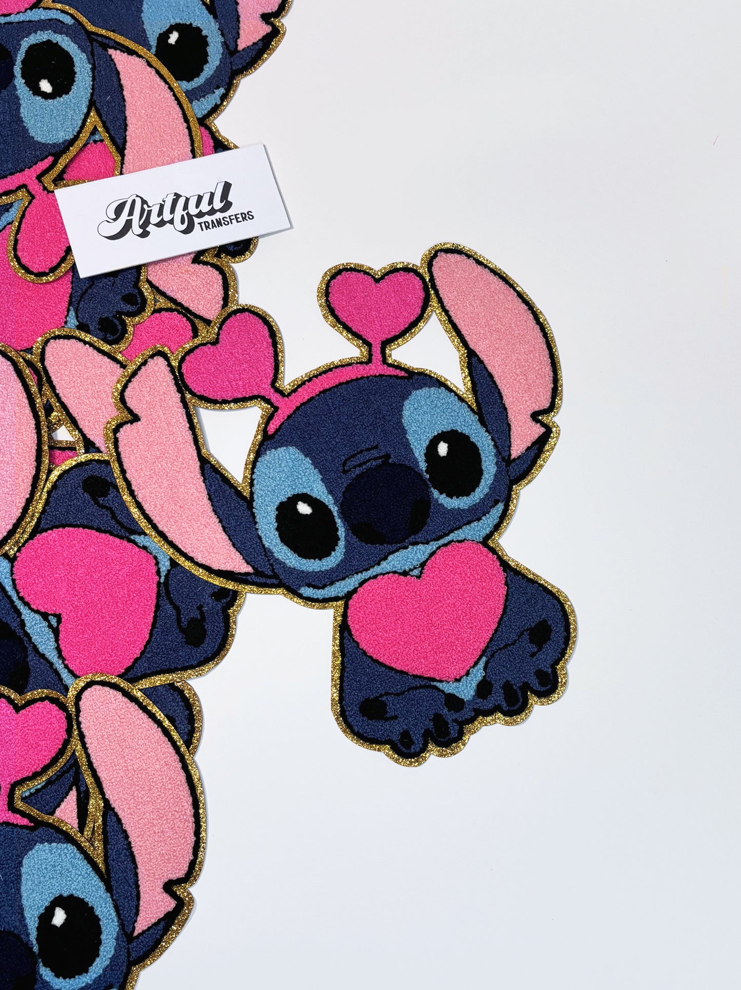 Stitch with Pink Heart - Chenille Patch