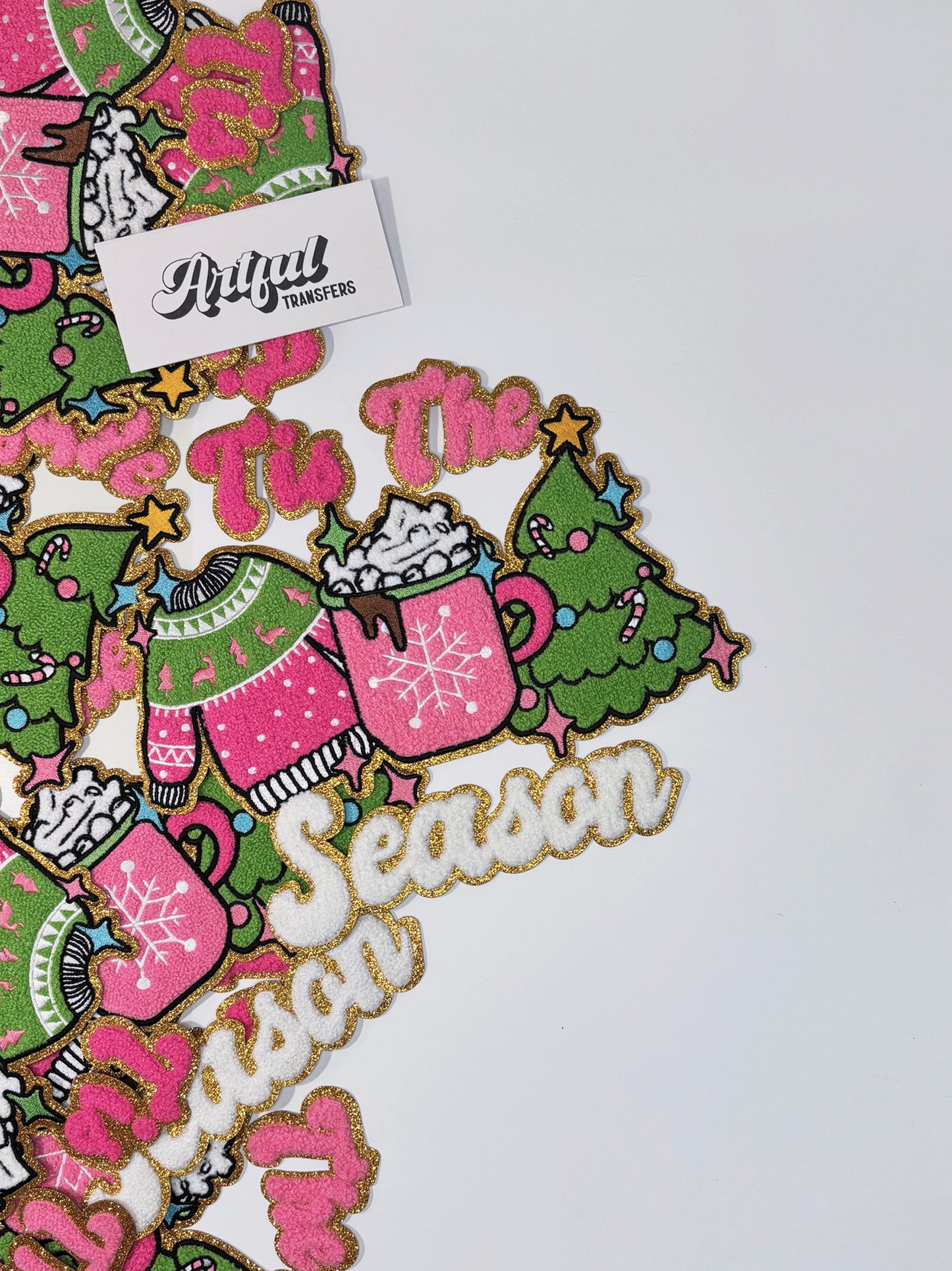 Tis The Season in Pink and Green - Chenille Patch